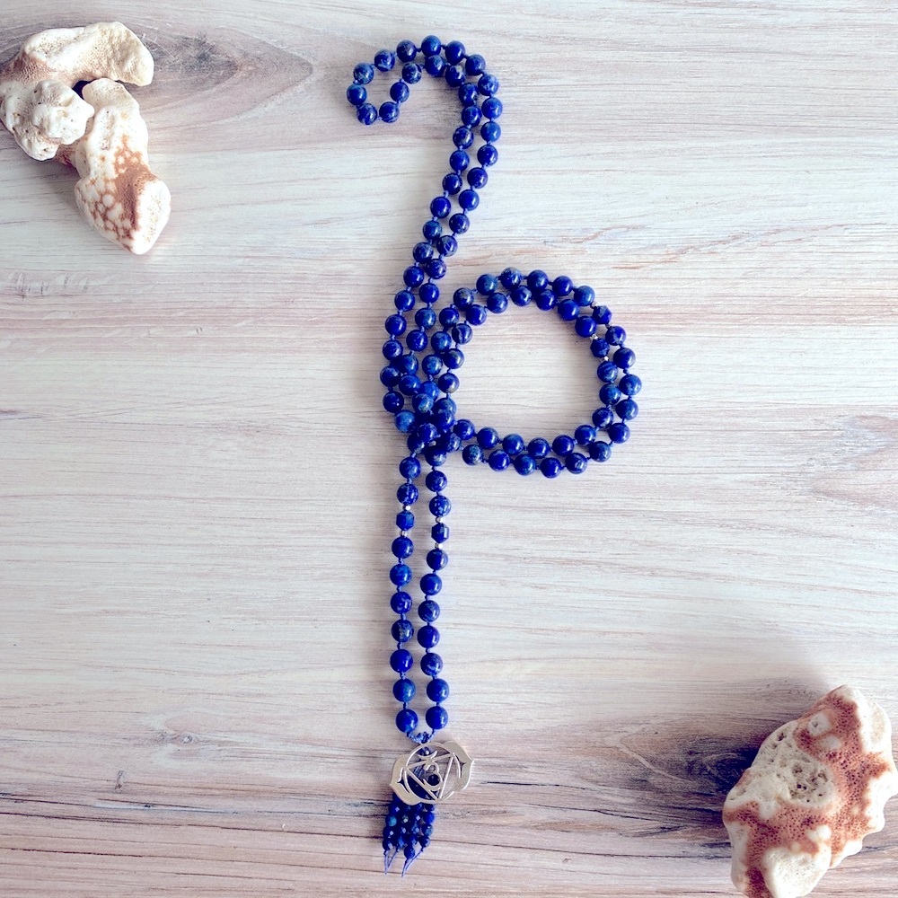 Lapis Lazuli Beads | Ajna | Zen Style Mala Pendant Necklace - Picture 3 of 5